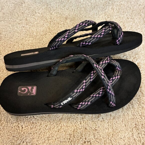 Teva Women's Olowahu Purple Black Gray Flip-Flop Sandal Size 7 - Picture 6 of 15